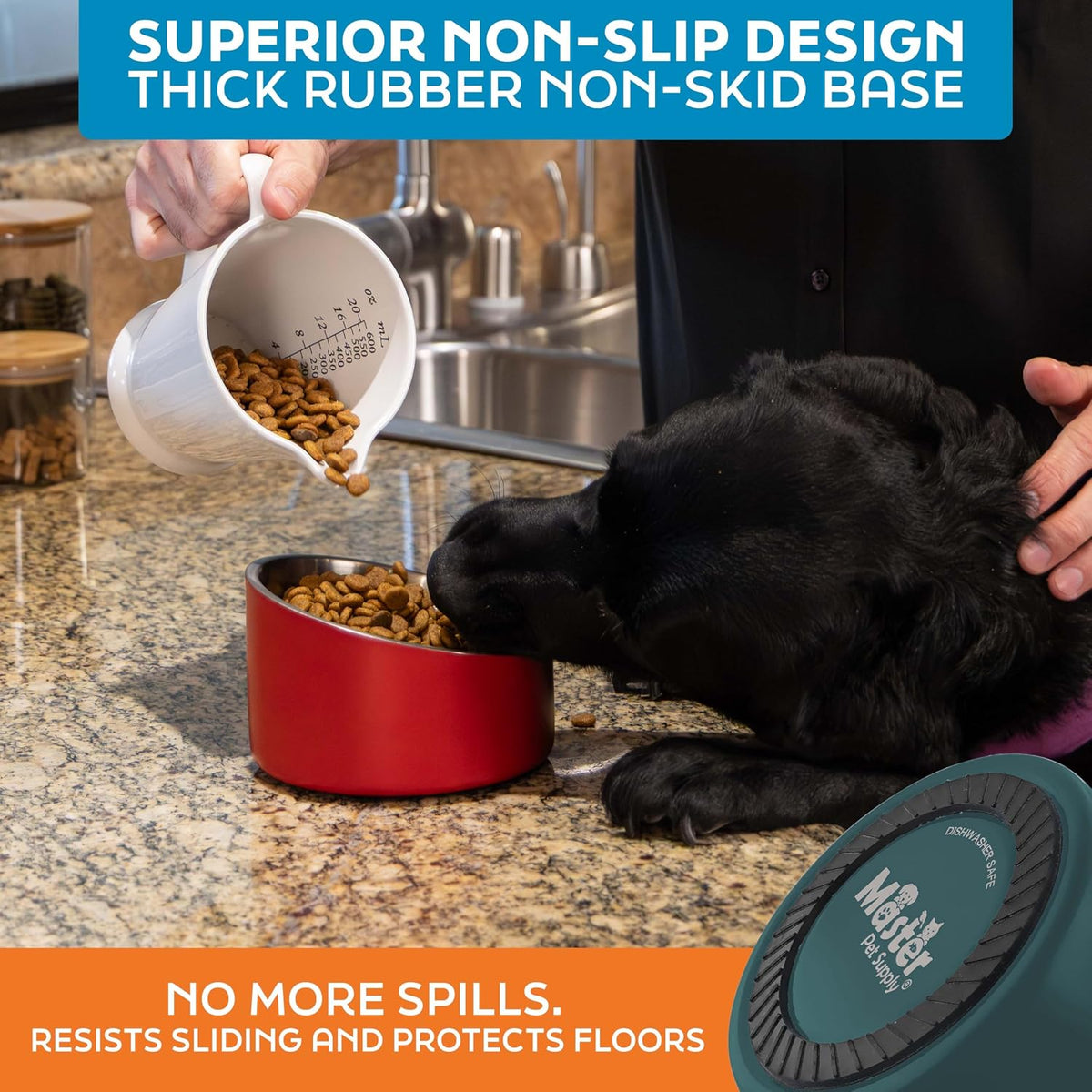 Master Pet Supply Stainless Steel Slanted Dog Cat Food Bowl 24 oz - Emerald Sea / 2 Cups (16 oz) - image 3