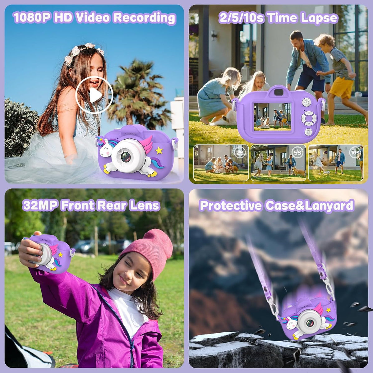 Kids Camera Toddler Toys for Girls Boys Aged 3-12 - Purple - image 4
