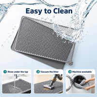 Silicone Cat Litter Mat 24x15" Double Layer Honeycomb Non-Slip – Daily Care for Cats - 24 x 15 inch / Gray - image 4