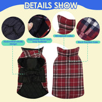Winter Dog Jackets, Reversible Dog Coat with Leash Hole - Red / S - image 2
