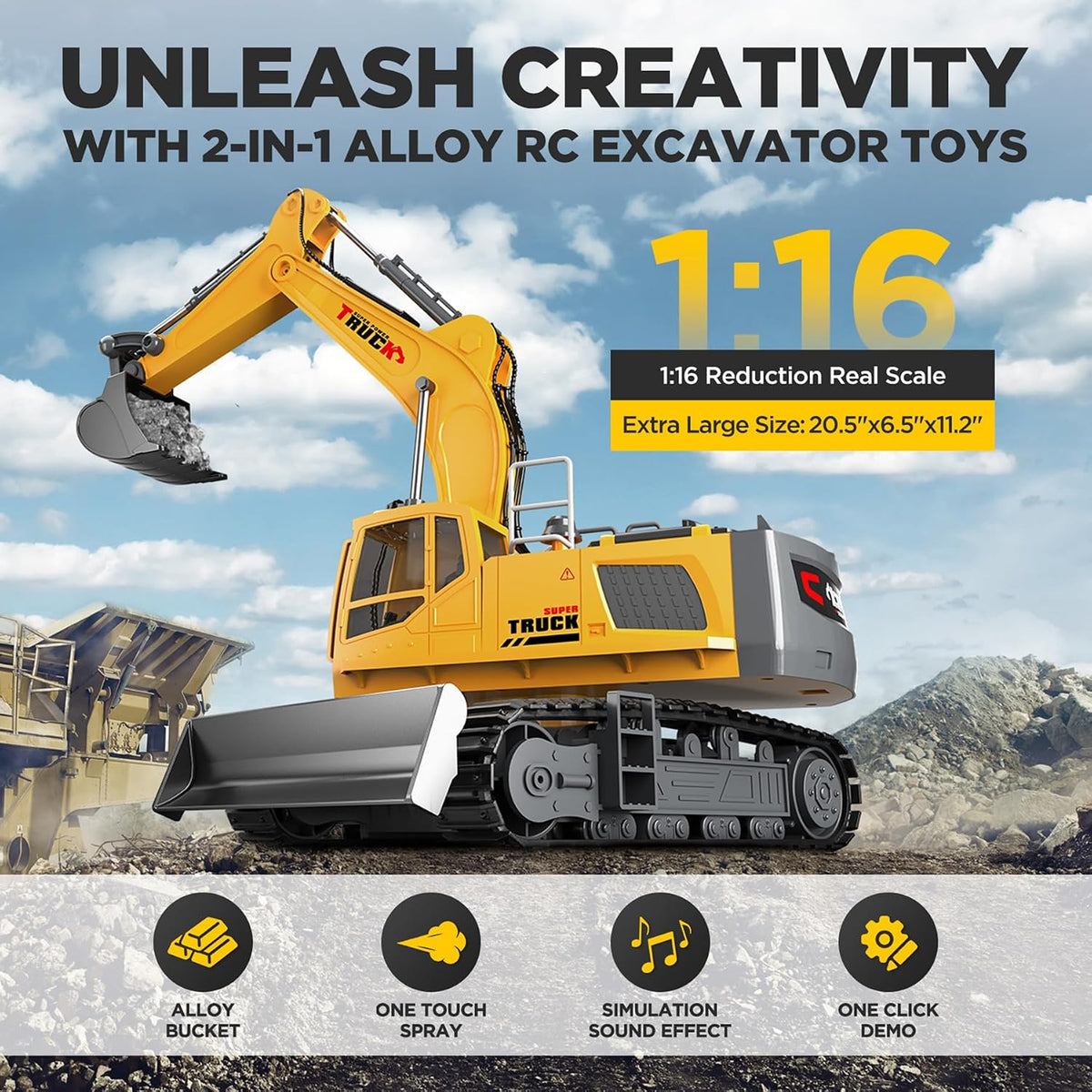 KIDMARKT 21" Large RC Excavator Toy - Large Excavator - image 2
