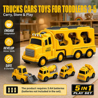 Beby Buty 5 in 1 construction truck toys with transport carrier, crane, mixer, bulldozer, excavator - view 11