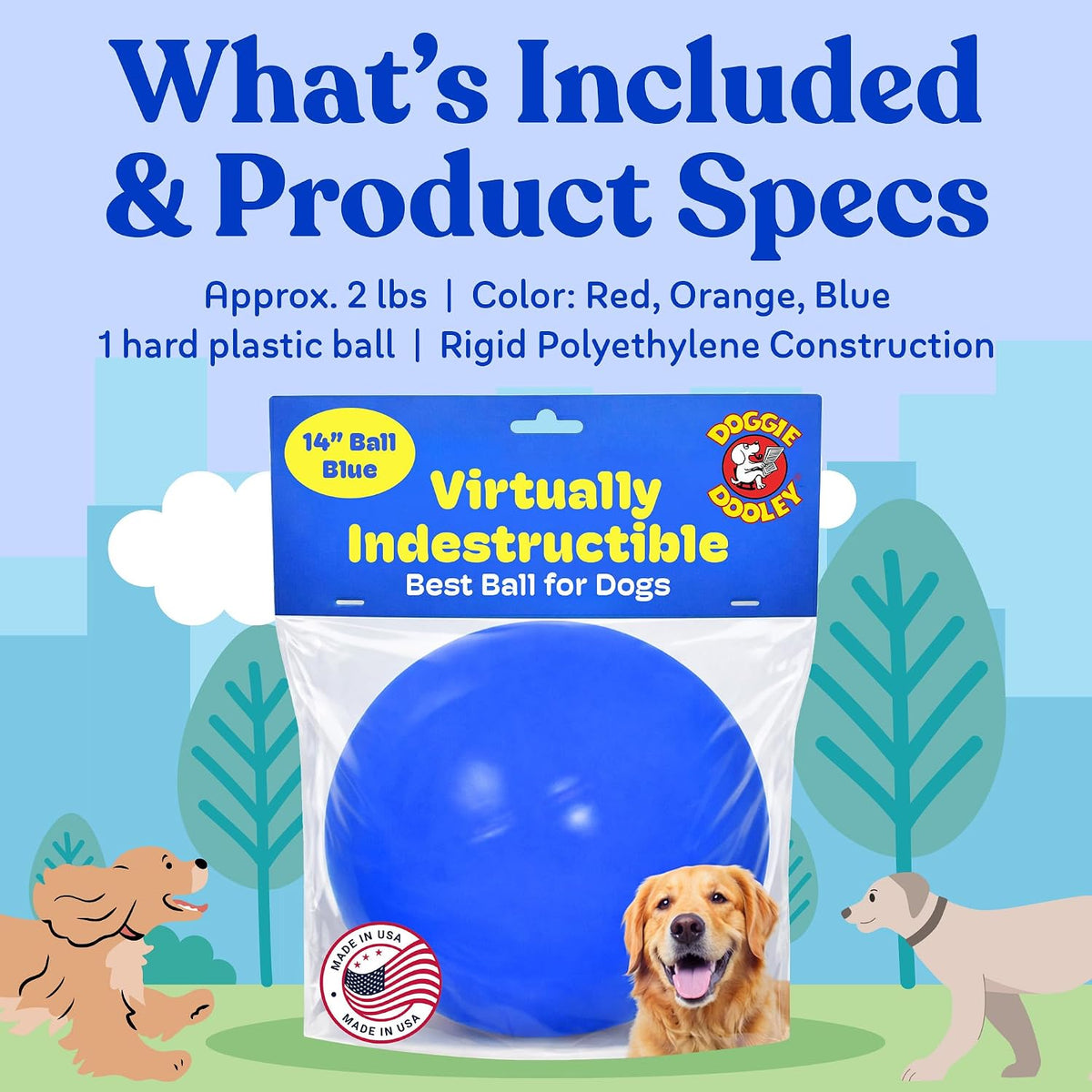 Doggie Dooley Virtually Indestructible Dog Ball - Assorted / X-Large (14 inch) - image 2