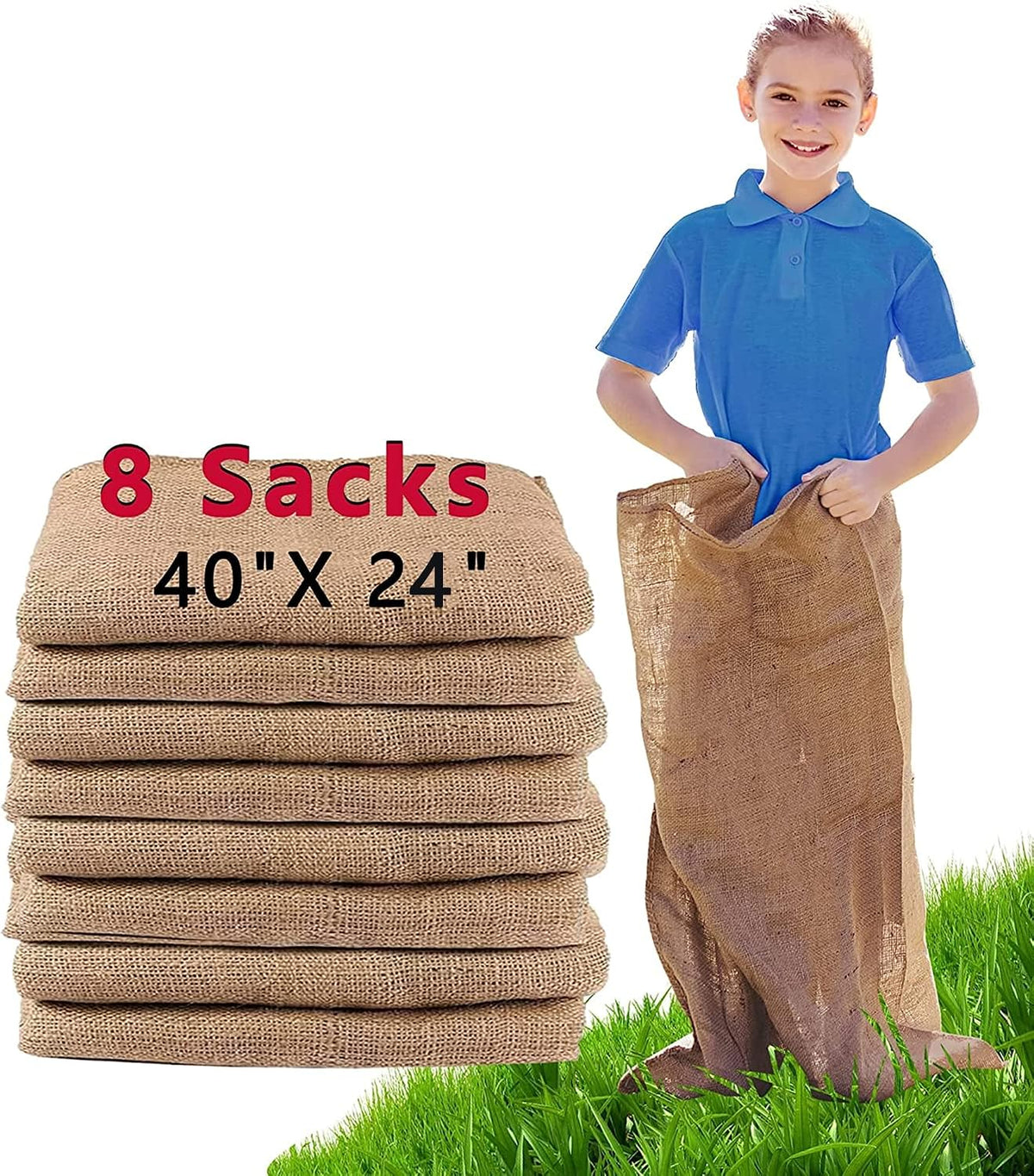 6 Pack Burlap Potato Sack Race Bags - 8 Count (Pack of 1)