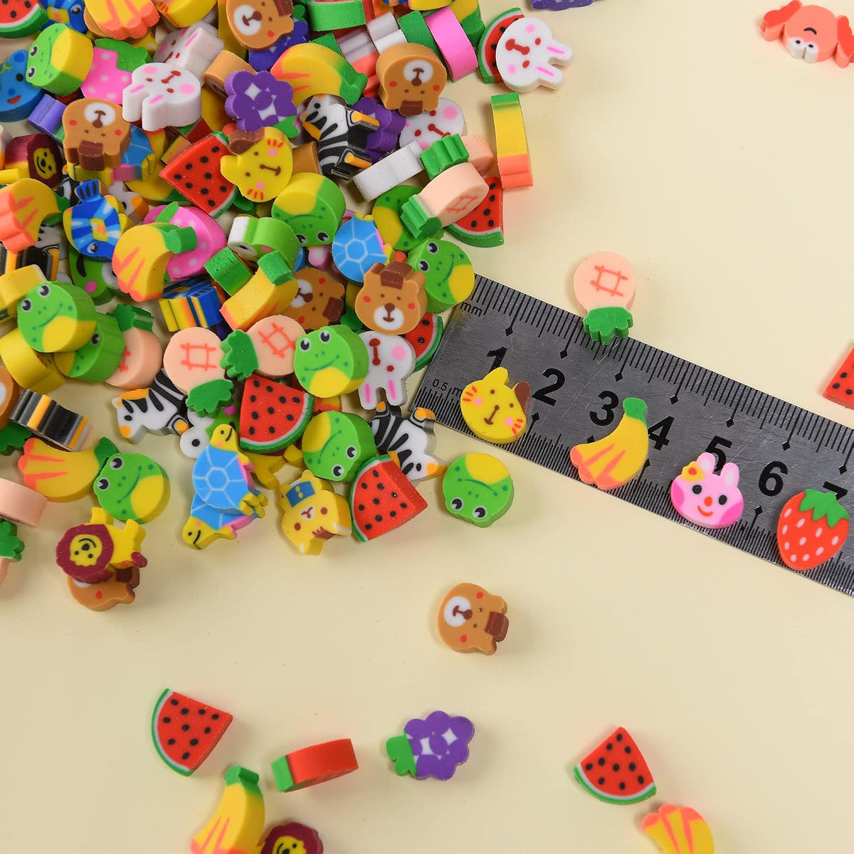 15Pcs Cute Fruit Erasers for Kids - Animal & Fruit - image 3