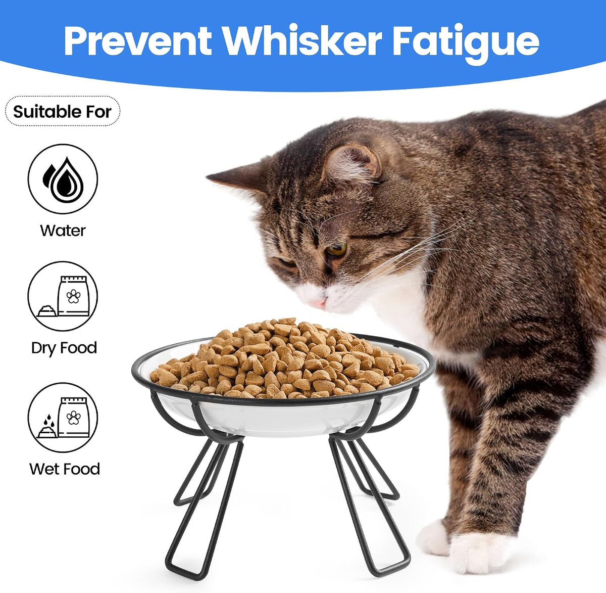 Ceramic Cat Bowls, Raised, Whisker Friendly - raised dish,2 pack / line cat - image 4