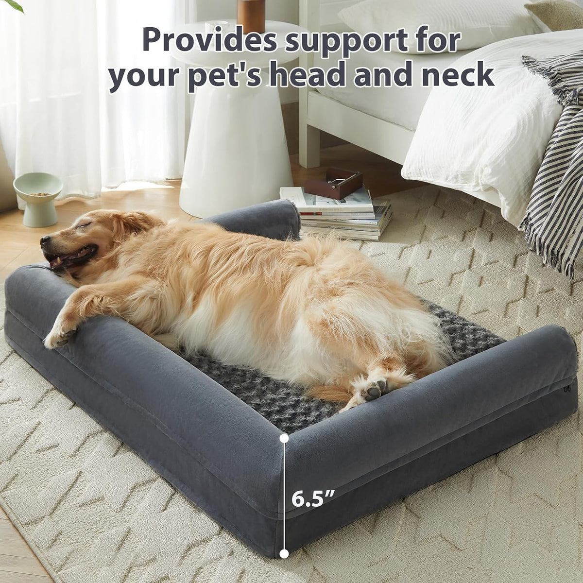 Orthopedic Washable Large Dog Bed for Senior Dog Comfy Sleep – Essentials for Dogs - 54"l x 36"w x 7"th / Dark Grey - image 3