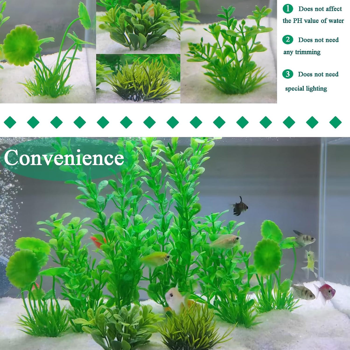 AQUANEAT Artificial Fish Tank Plants - Green - image 4