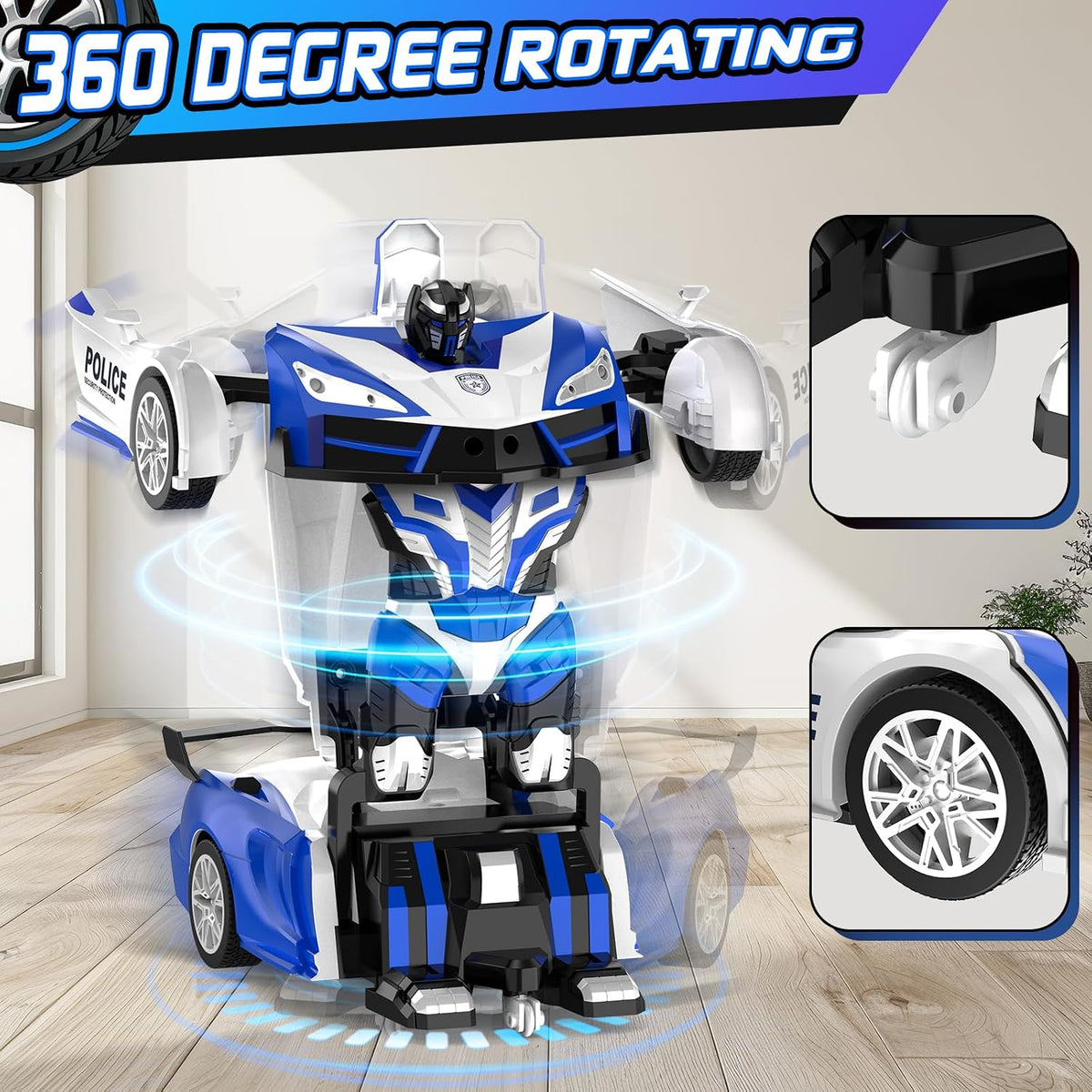 Spider Remote Control Car with Police Light - Blue - image 2