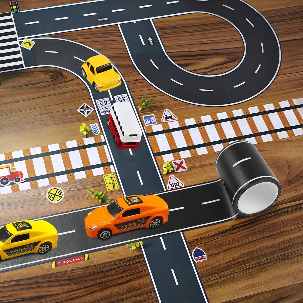 Quadafy road tape for kids, 3 rolls of 2 inch race track and roadway tape - view 4