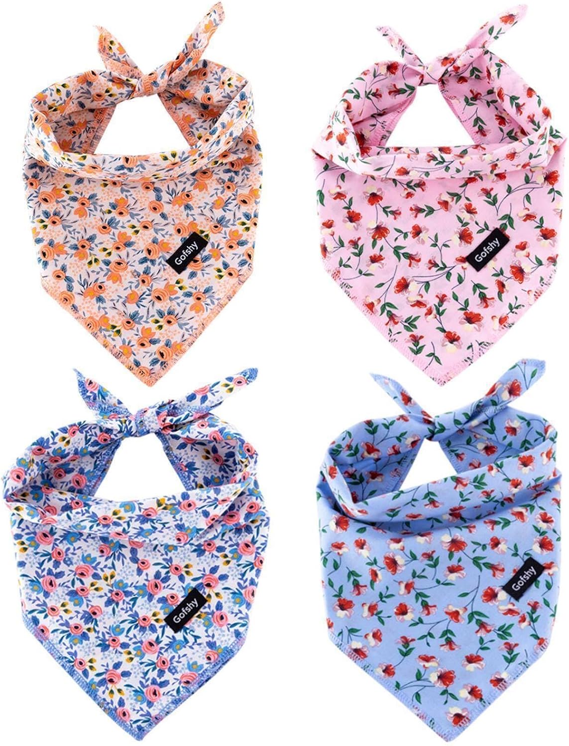 Dog Bandanas Spring Cotton Large 4PCS - Small