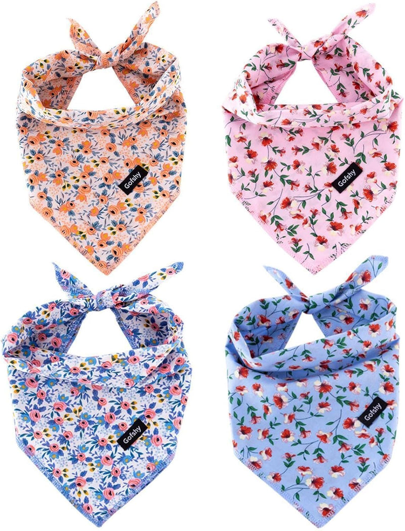 Dog Bandanas Spring Cotton Large 4PCS - Small