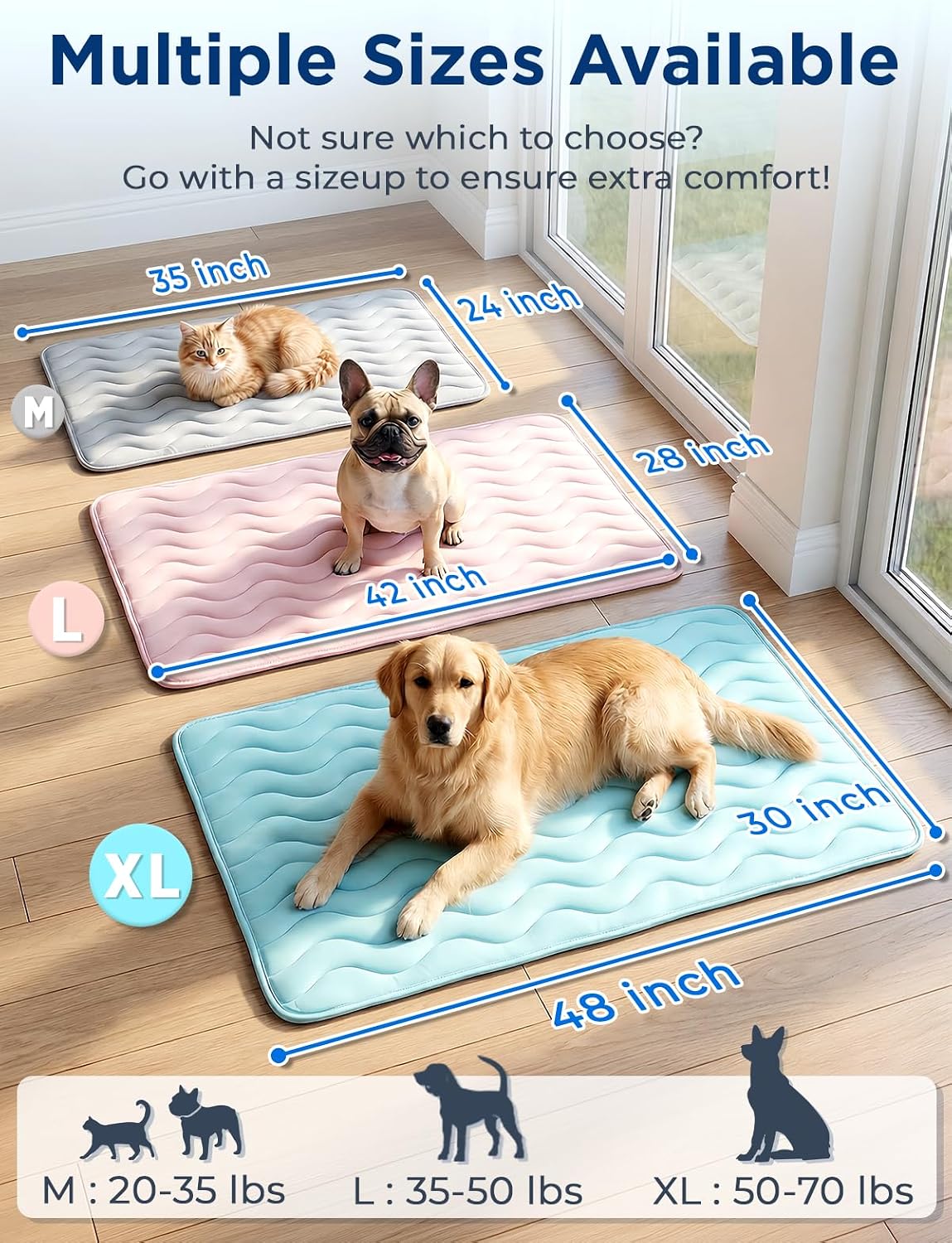 furrybaby Dog Cooling Mat, Self Cooling Mat for Large Dogs& Cats - Pink / 48"x30"(X-Large) - image 3