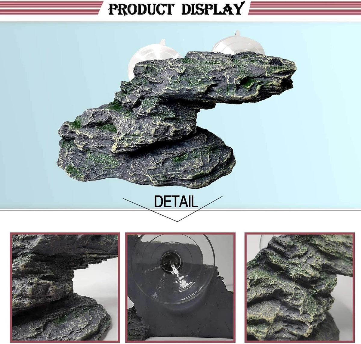 PINVNBY Basking Platform for Turtles Tortoise Dock Resin Resting Rock - 【M:8.2”Lx3.3”Wx3.1”H】 / 【Bronze】 - image 4