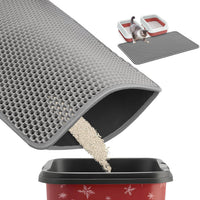 Powools Ultra-Large Cat Litter Mat, 27'' x 19", Double-Layer - 35'' x 30'' - 1 Pack / Grey
