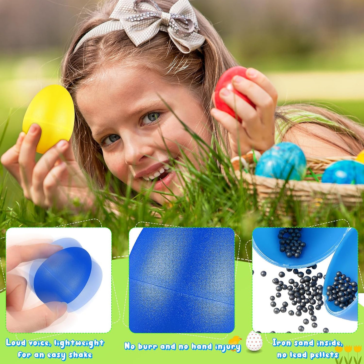 Yeshone 100 plastic egg shakers in 10 bright colors - view 15