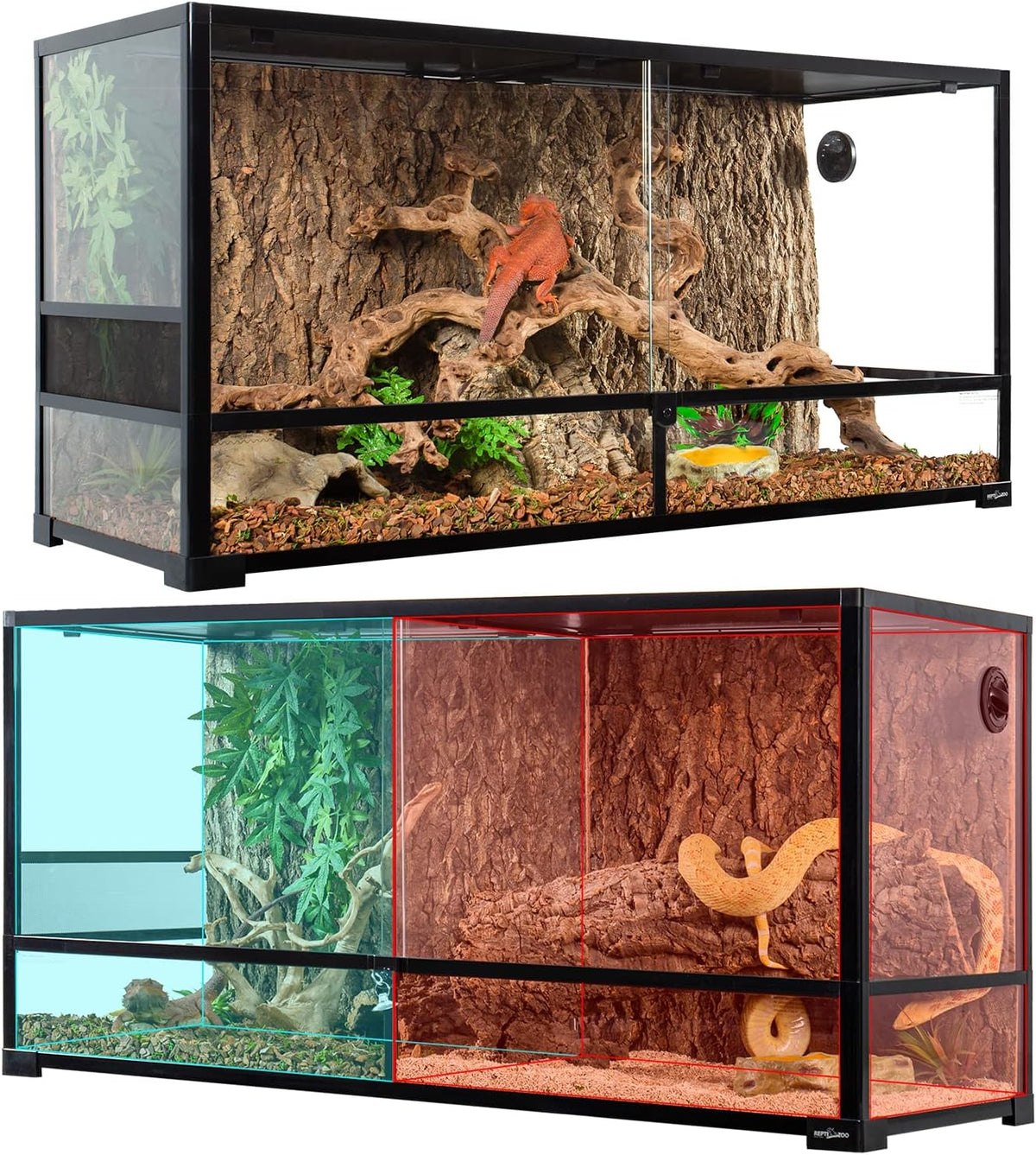 REPTIZOO 84 Gallon Large Reptile Terrarium Extra-Long 60" x 18" x 18" - 48" x 18" x 24"
