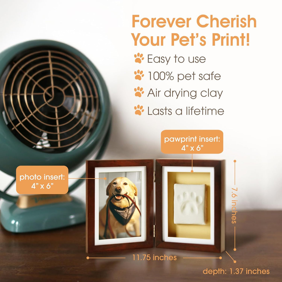 Pearhead Pet Paw Print Frame with Clay Impression Kit - Espresso Clay Print Table Top Frame - image 3