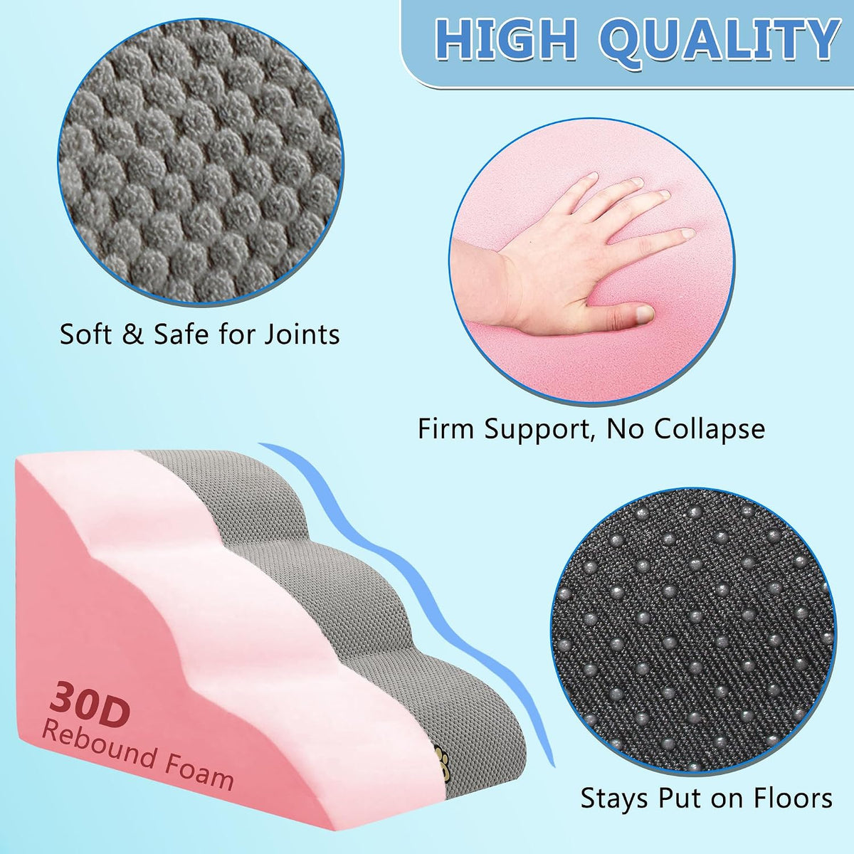 Pet Steps Dog Stairs for Sofa Couch and Bed High Density Sponge Pet - image 4