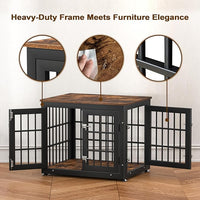 26 Inch Heavy Duty Dog Crate Furniture for Small Dogs, Decorative Pet House End Table, Wooden Cage Kennel Furniture Indoor, Rustic Brown