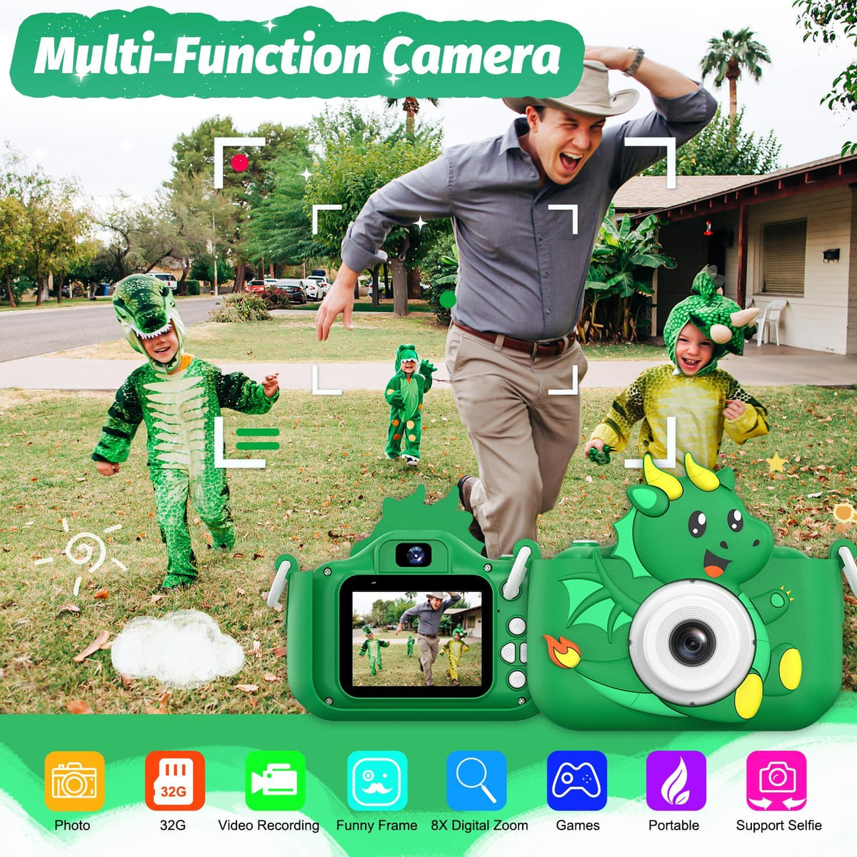 Goopow Kids Selfie Camera Toys for Girls Age 3-9 - Green1 - image 2