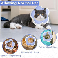 Cat Cone Collar Soft, Waterproof Cats Cones to Stop Licking After Surgery, Adjustable Soft Elizabeth Cats Collars for Wound Healing, Flower Shape Cat Recovery Collar (Purple, Small)