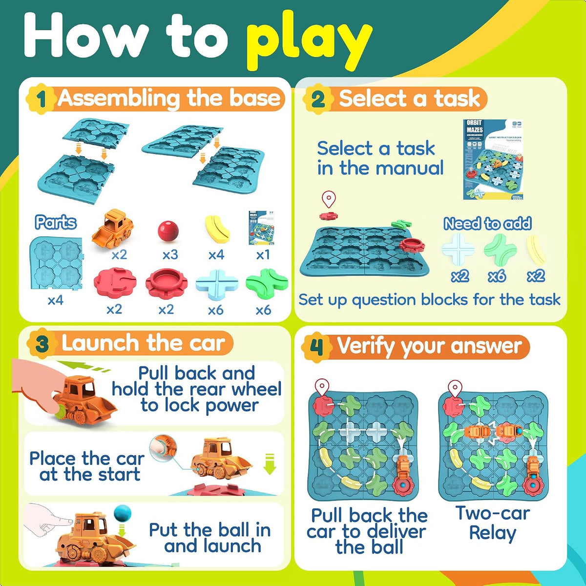 Bonitoto STEM Board Game Logical Road Builder Maze Toy for Kids Ages - 32PCS - image 3