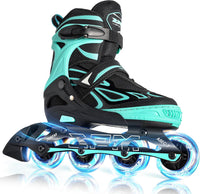 2PM SPORTS Adjustable Inline Skates for Kids, Youth and Adults - Mint / Large - Youth (4.5-8 US)