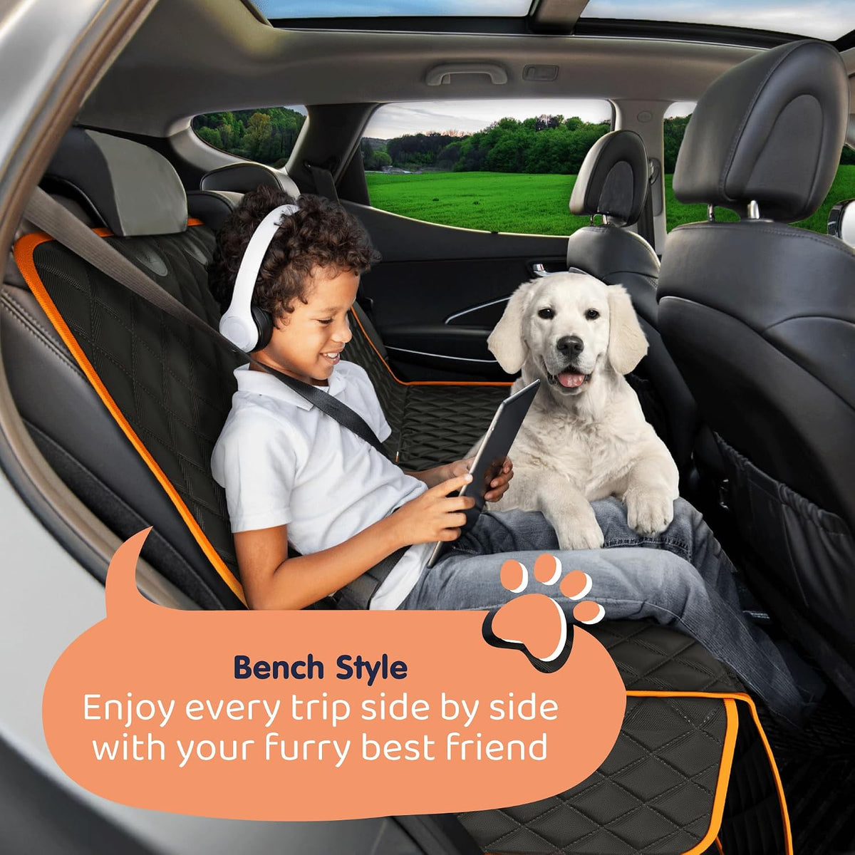 Dog Car Seat Cover for Back Seat, Dog Hammock for Car, SUV - Orange / XL 60"W- Trucks & Full-Size SUVs - image 4