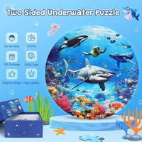 DIGOBAY round underwater ocean floor puzzle with sharks, fish and coral reef, 70 pieces - view 4
