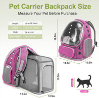 Cat Backpack Carrier, Breathable Cat Carrier Large Space Bubble Pet Backpack for Kitty Small Dog up - Square Expandable- Pink - image 2