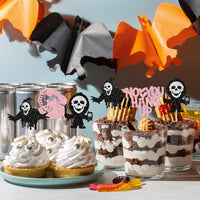 Gyufise black glitter Halloween happy birthday cake topper with half moon, house, pumpkin, ghost and - view 16