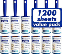 1200 Sheets Lint Roller with 6 Upgraded Handles (6 Rollers + 6 Refill), Mage Value Set Sticky Lint Rollers for Pet Hair, Portable Pet Hair Remover for Clothes, Furniture, Carpet, Dog and Cat