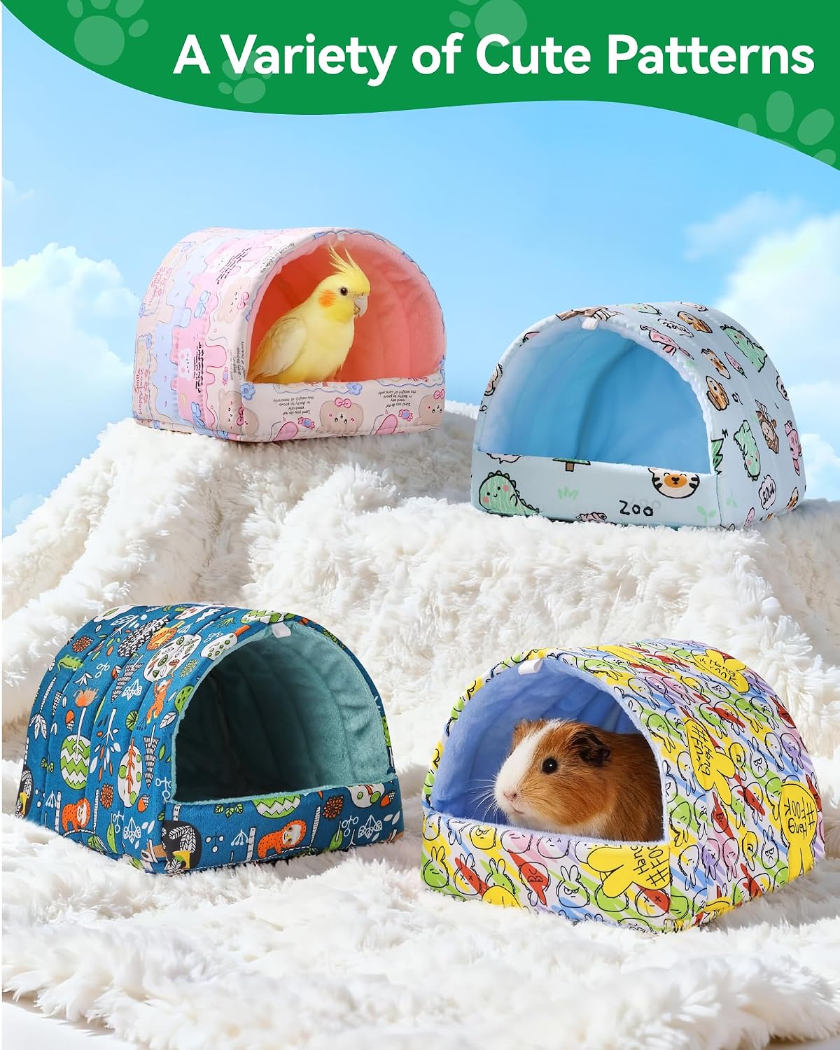 2 Pack Hamster Hideout Bed - Pink+Blue / 9.4*9.4in - image 4