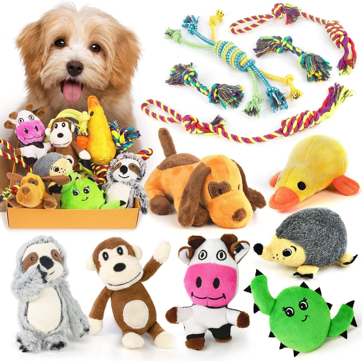 LEGEND SANDY Tough Dog Toys - 12 Pack Puppy Toys