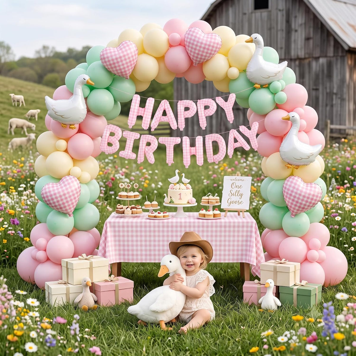 TONIFUL 16 Inch Black Happy Birthday Balloons Banner Decorations - Light Pink White Gingham - image 3