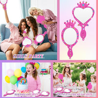 Geetery unbreakable kids mirror craft kit, 20 heart and oval foam princess mirrors in pink, blue and - view 14