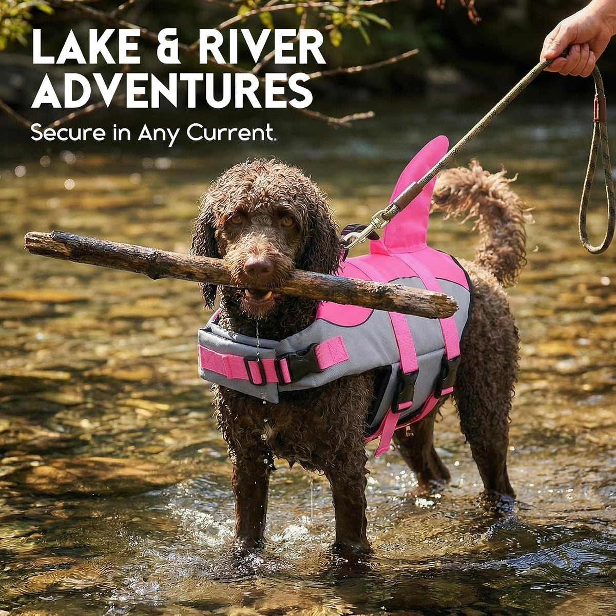 ASENKU Dog Life Jacket, Pet Safety Vest for Swimming & Boating - X-large / Shark Pink - image 3