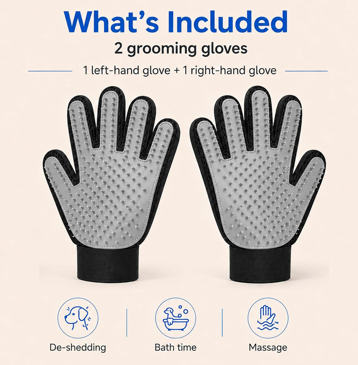 NVNAN Pet Hair Removal Glove for Dogs & Cats - gray - image 2