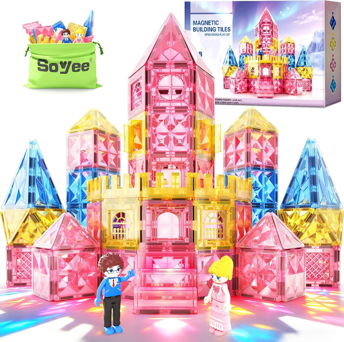 Diamond Magnetic Building Blocks for Kids - Pink
