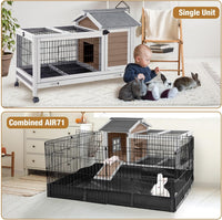 Rabbit Hutch Indoor Bunny Cage Outdoor Wood House With Wire Mesh - image 4