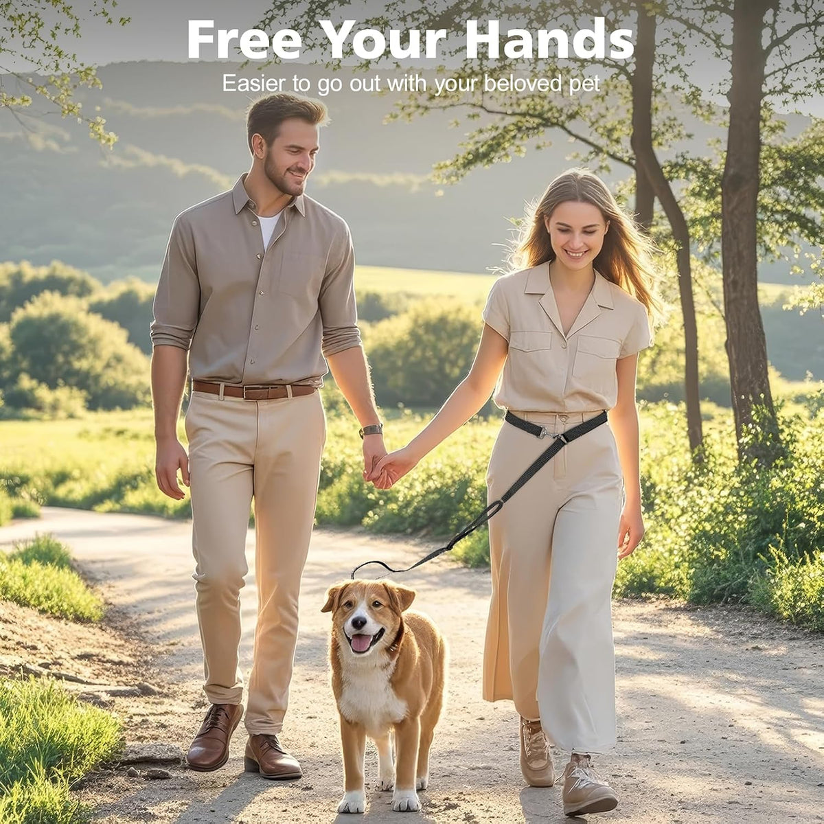 8.5ft Hands Free Dog Leash Adjustable for Medium Dogs - 8.5ft / Black - image 2
