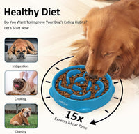 YINEYA Slow Feeder Dog Bowl for Medium Dogs - Large / L-Dark Blue - image 3