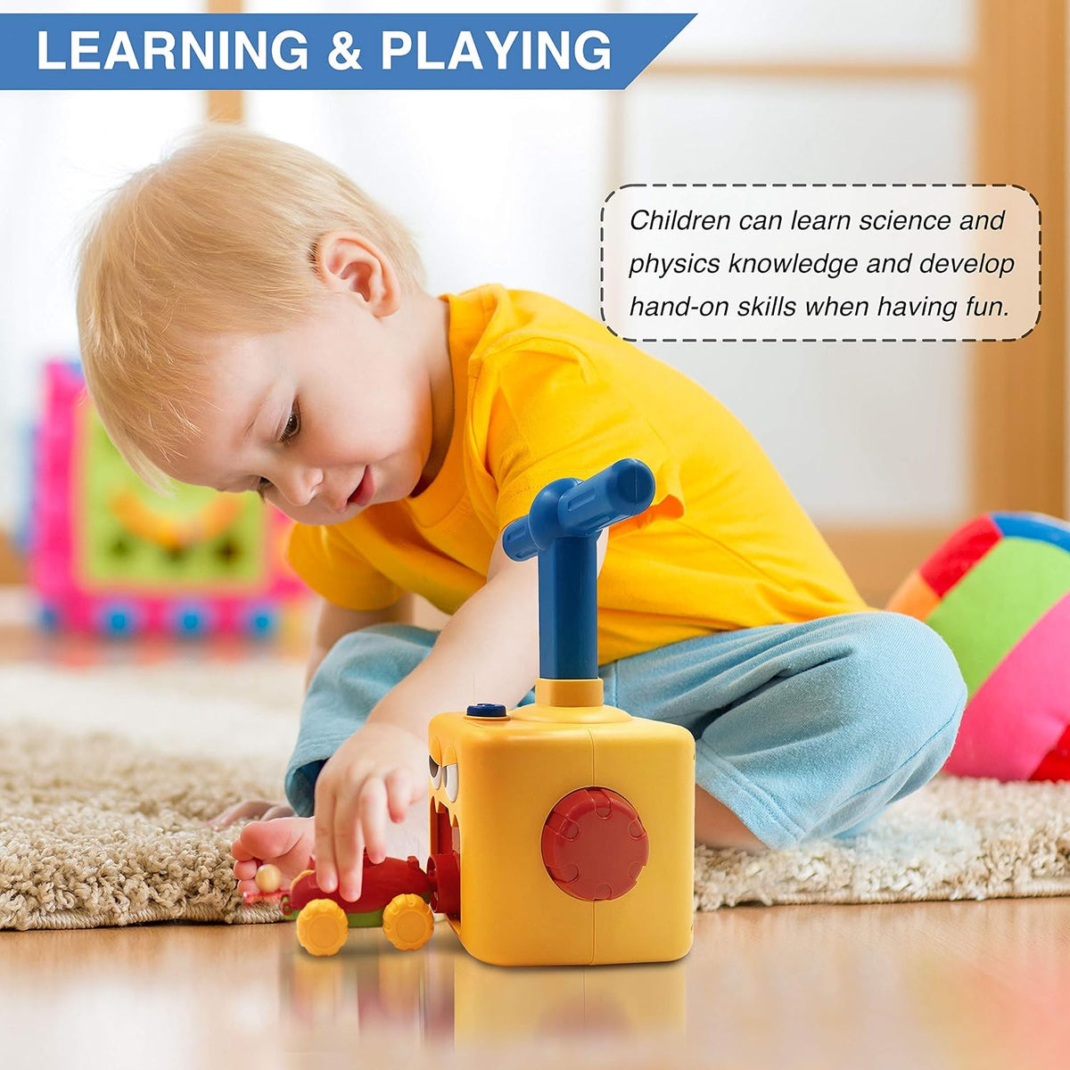 PATHOSIO PETS balloon launcher toy set with hand pump and inertia race car - view 9