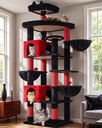Globlazer 82in Extra Large Cat Tree Tower for Indoor Cats Large Adult - 82inch / Black Red