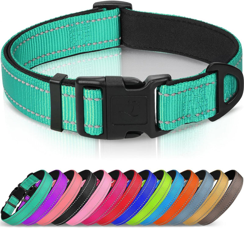 Joytale Reflective Dog Collar, Adjustable Neoprene Padded - Large (Pack of 1) / Teal