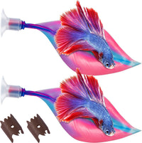 WILLBOND 2 Pcs Blue Pink Silicone Betta Fish Bed Leaf Hammock Betta - Pink