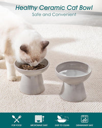 vancasso 2-Pack 6.2" Wide Elevated Cat Bowls - Grey / Food & Water Bowl Set - image 3