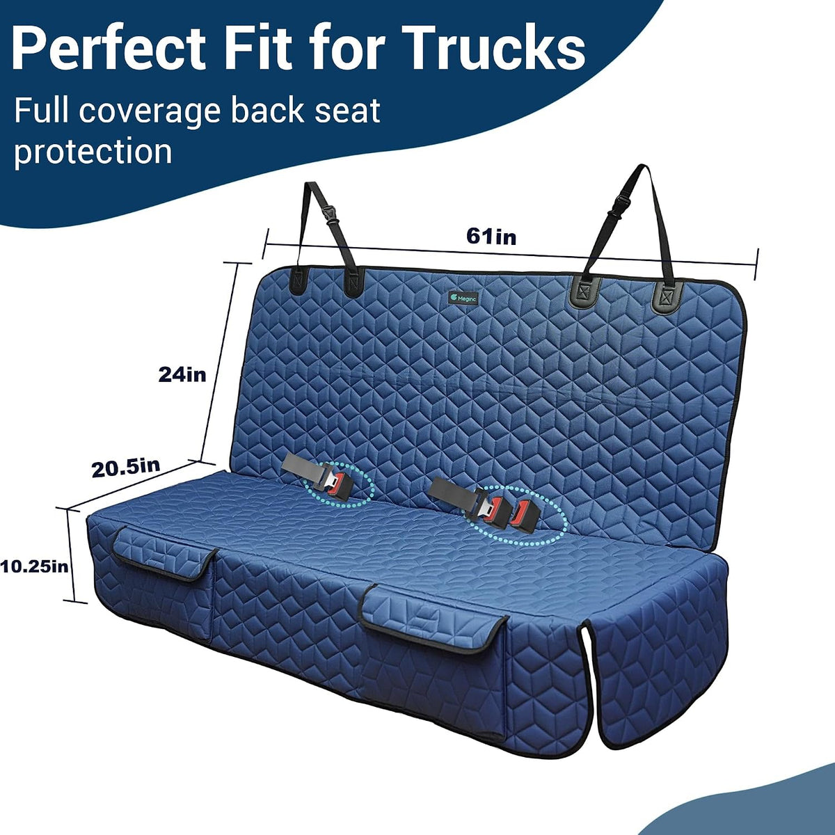 Dog Car Seat Covers for Back Seat - Bench-61"W / Blue - image 3