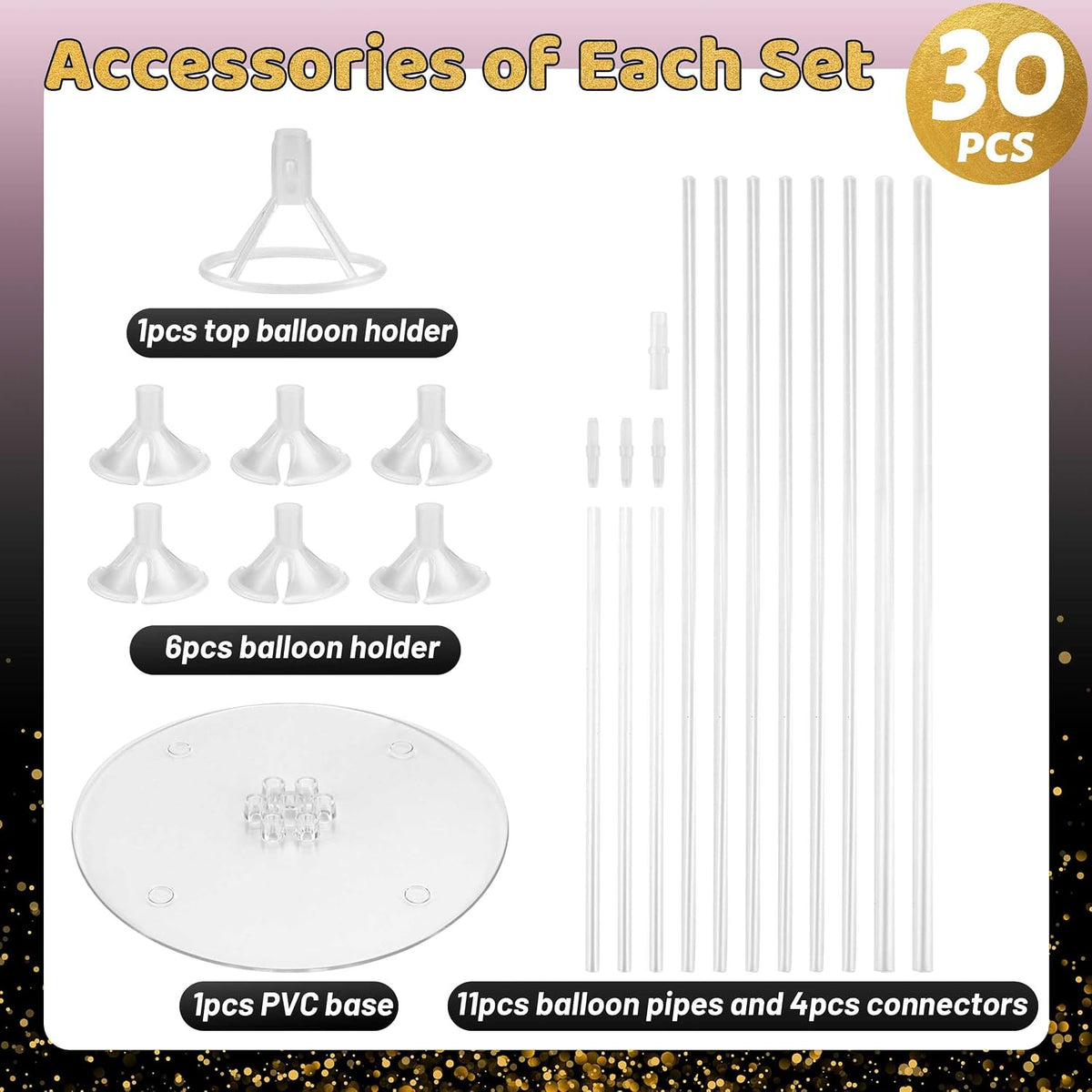 JOYYPOP 4 Sets Balloon Stand Kit For Table - White, Purple - image 3